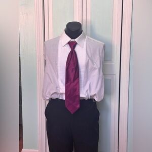 Sangria Magenta Raspberry Satin Tie Wedding Prom Tuxedo Pre Tied adjustable